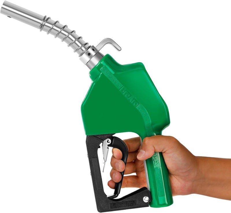 BreAro 3/4" NPT Automatic Fuel Nozzle with Hook, Gas Pump Handle Fuel Nozzle with 3-speed Padlock (9-16 GPM) for Gasoline, Diesel, Biodiesel up to B20, E15 & Kerosene - Image 1